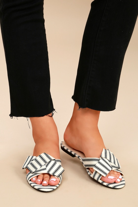 black and cream sandals