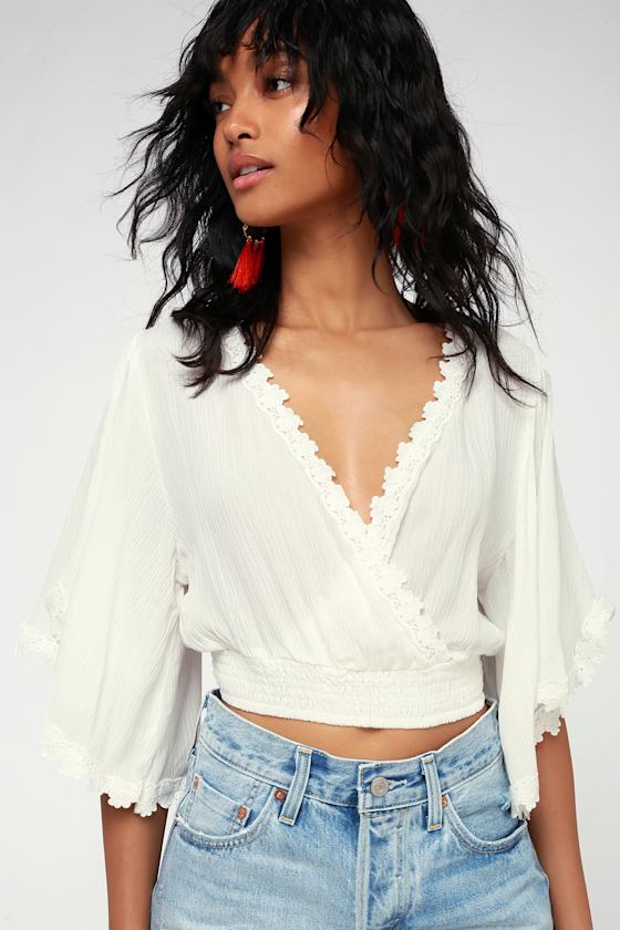 Pacifica White Lace Crop Top 4