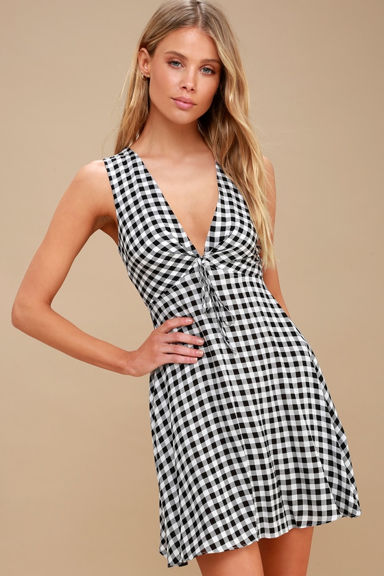 gingham black and white dress