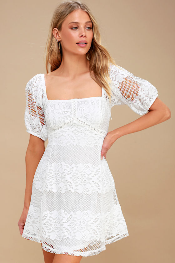 Free People Be Your Baby White Lace Dress Babydoll Dress