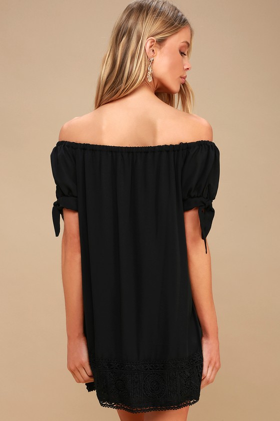 Moment In The Sun Black Lace Off-the-Shoulder Dress