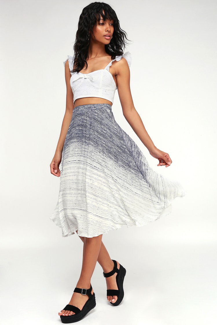 Fun Striped Skirt - A-Line Midi Skirt and Skirt Lulus
