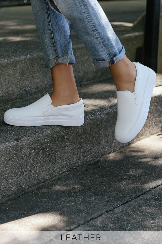 steve madden white leather shoes