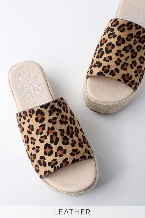 leopard print flatform sliders