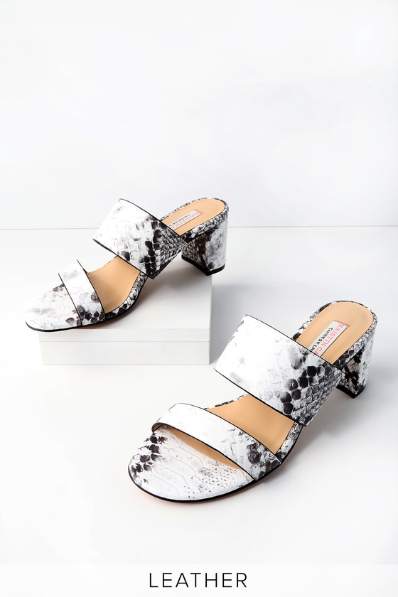 grey leather mules