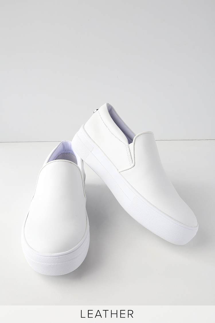 Leather Sneakers Steve Madden White Leather Slip Ons Gills White