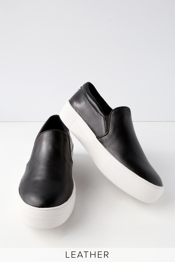 black leather slip on sneaker