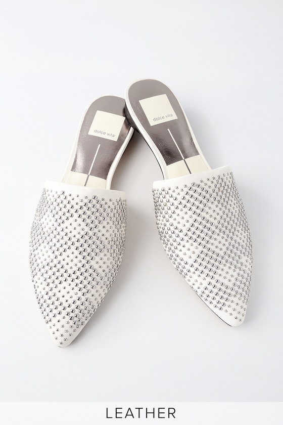 Dolce Vita Elvah - White Studded Mules 
