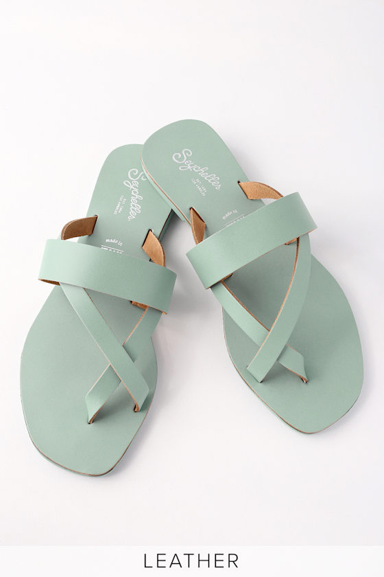 Destiny Seafoam Leather Flat Sandals 4