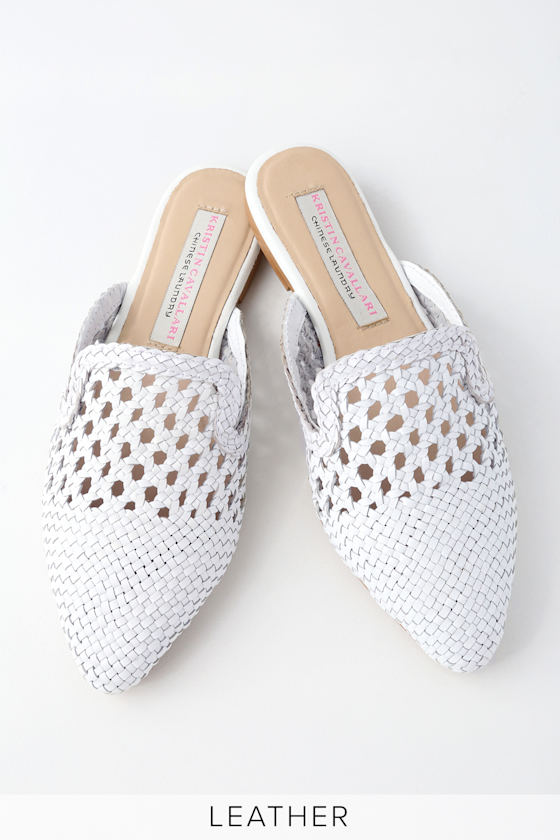 white loafer slides