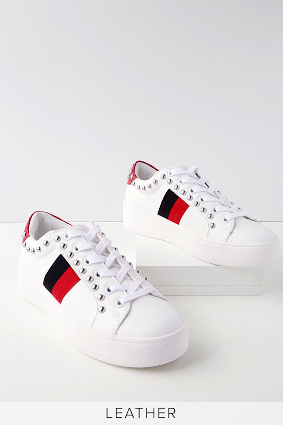 Belle White Multi Leather Sneakers 5