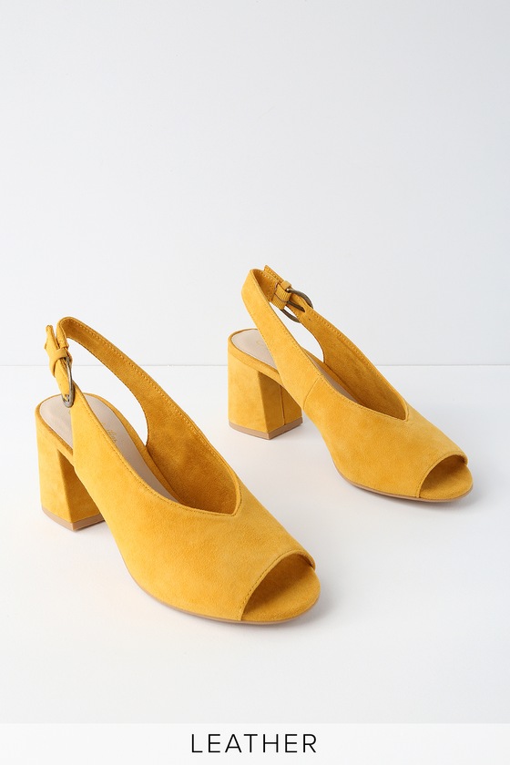 mustard slingback heels