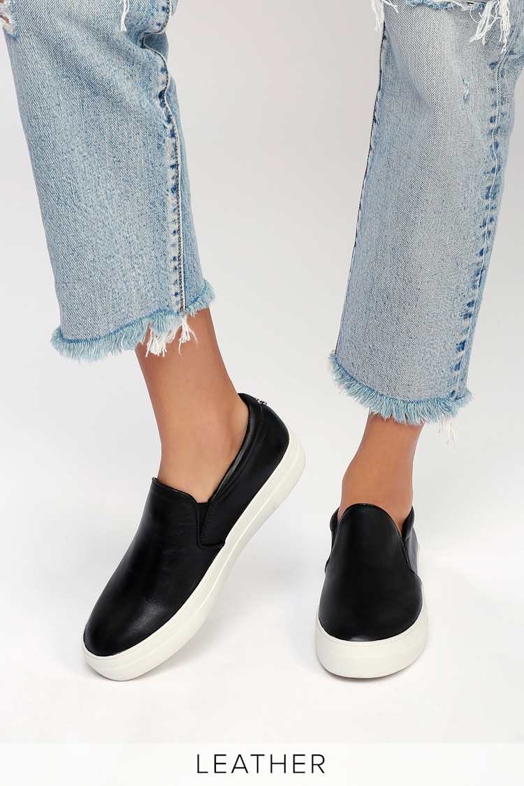 Steve Madden Gills - Black Leather Sneakers - Lulus