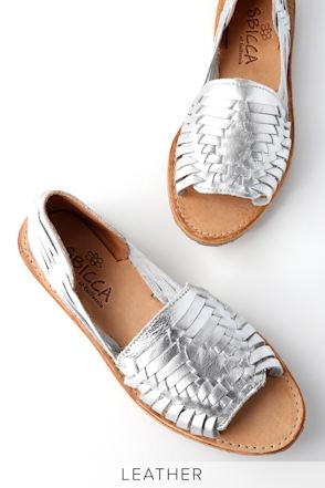 Sbicca Jared Flats Silver Huarache Flats Leather Sandals Lulus