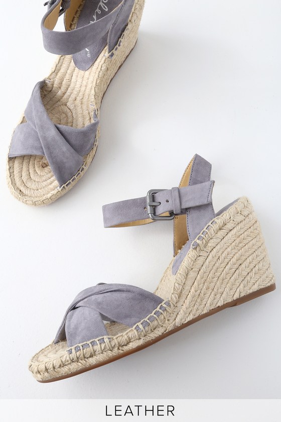 grey suede wedges