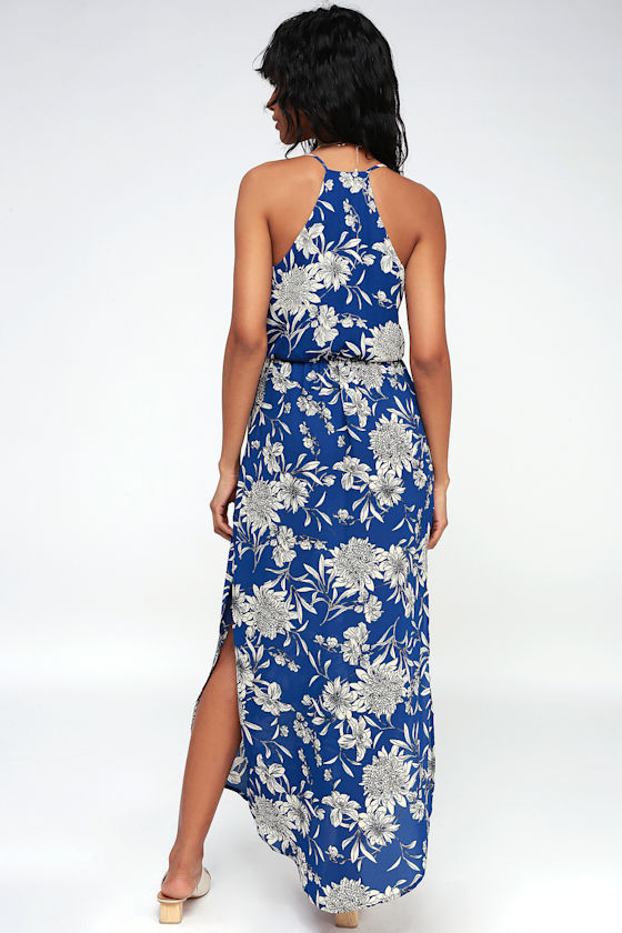 Along the Waterway Blue Floral Print Midi Dress 8