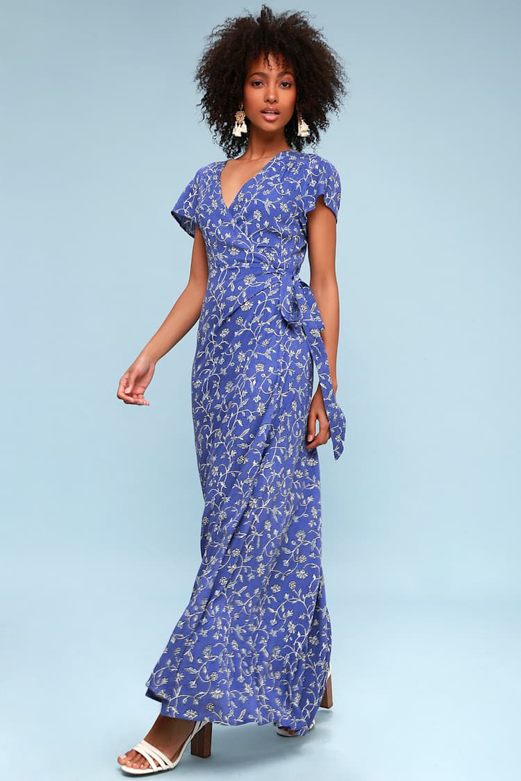 blue summer floral dress Buy Blue Printed Cotton Dress main image 1
