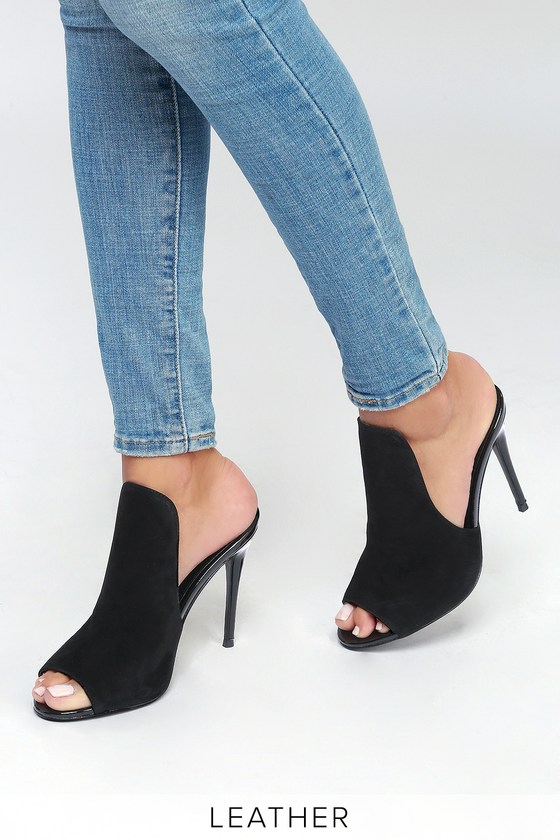 steve madden black mule heels