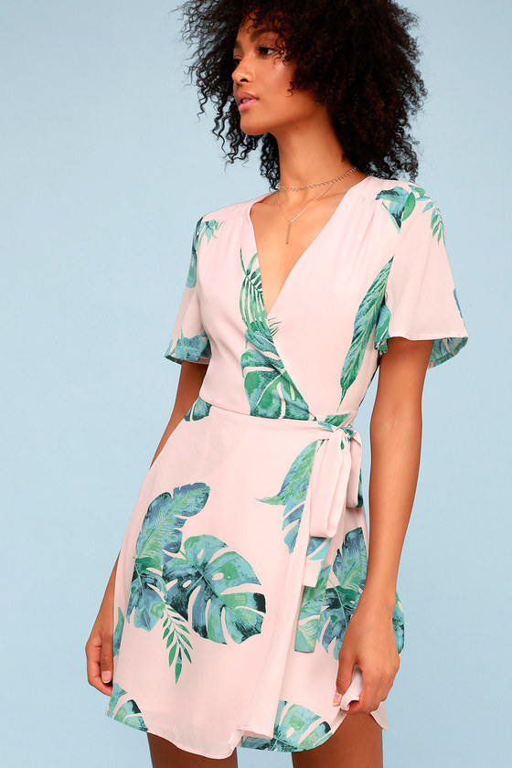 blush wrap dress short