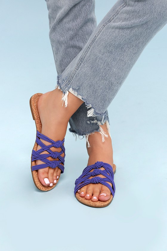 LFL Ink - Blue Slide Sandals - Knotted Slide Sandals