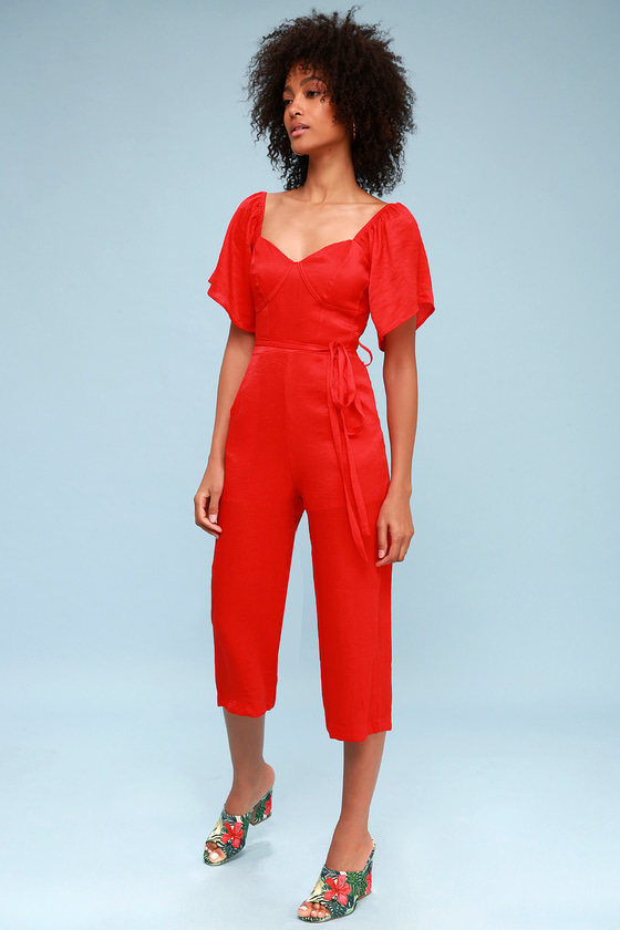 red jumpsuit with sleeves