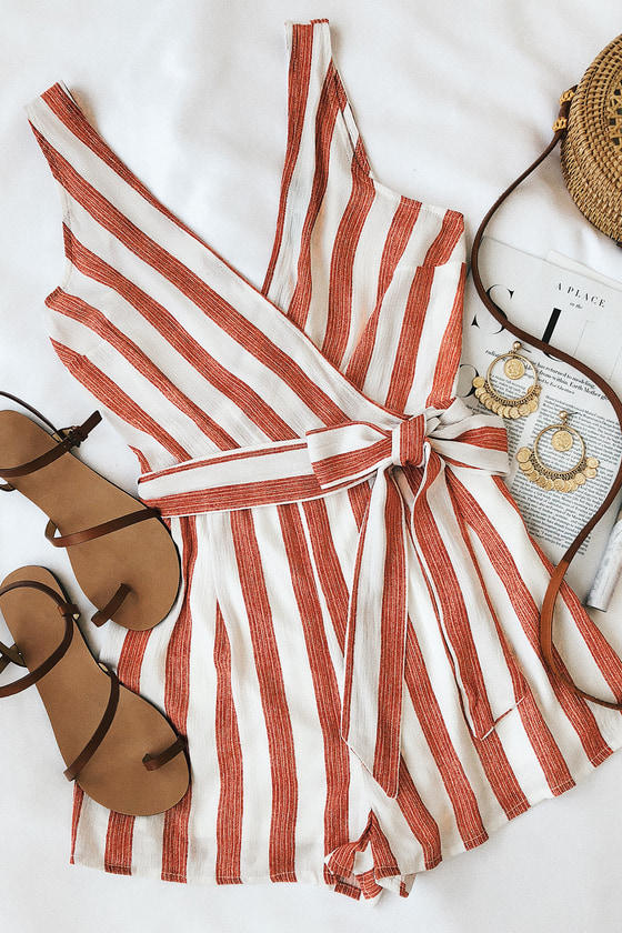 Pier Pleasure Red and White Striped Romper 5