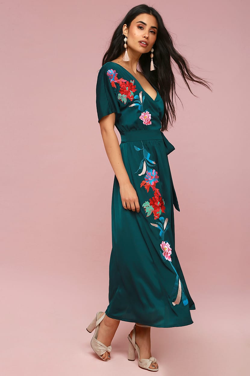 parklan embroidered wrap dress The Parklan Embroidered Wrap Dress in Mauve