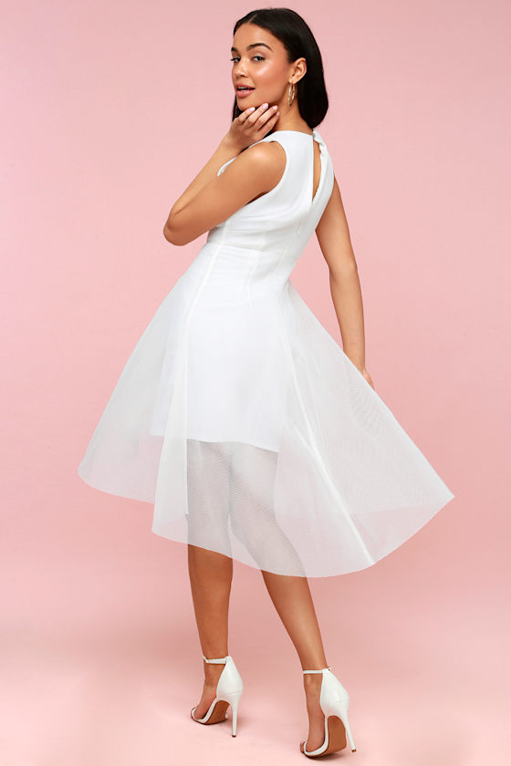 Jewel White Mesh High-Low Dress 2