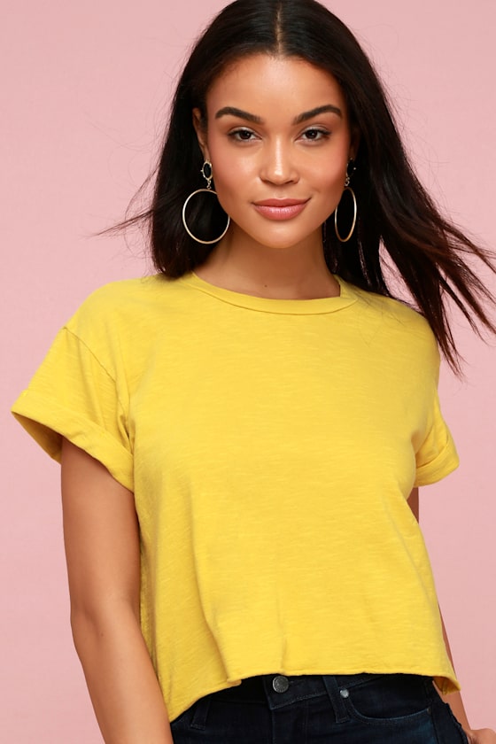 Project Social T Yellow Cropped Tee Basic Tee Lulus