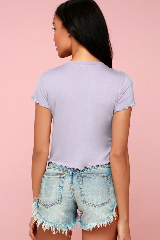 Pippin Lilac Lettuce Hem Cropped Tee 3