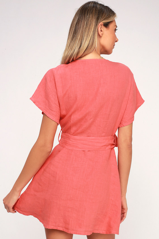 Deena Coral Pink Button-Up Dress 4