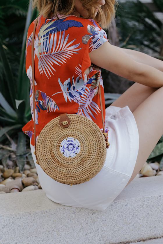 Zoreta Tan Round Woven Purse 5