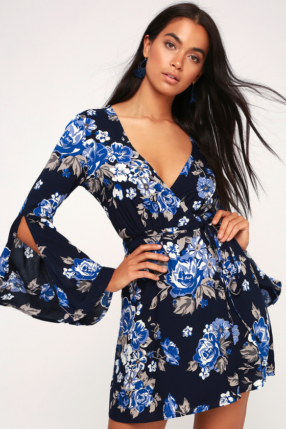 wrap dress with bell sleeves