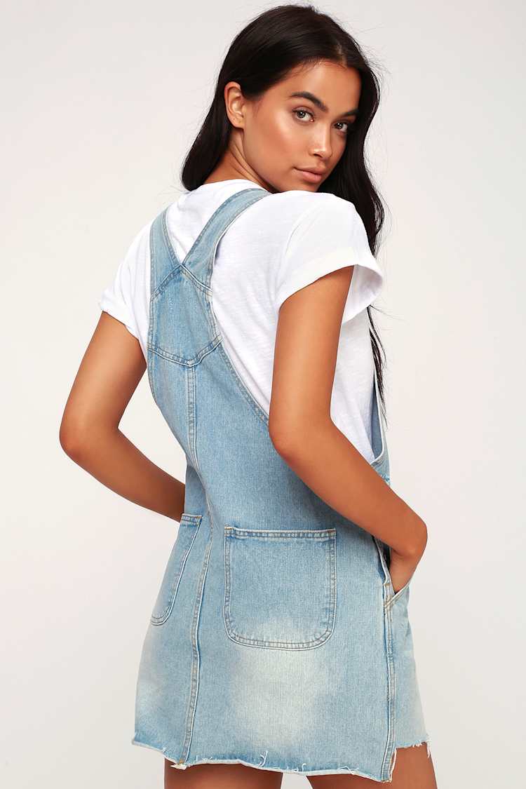 white christmas dresses Dark Denim Overall Dress – Layla Lael main image 0