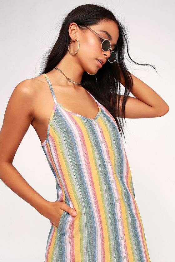 Carmen Multi Striped Button-Up Shift Dress 5