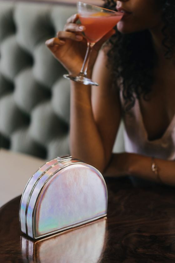 What's Your Shine? Silver Half Moon Clutch 1