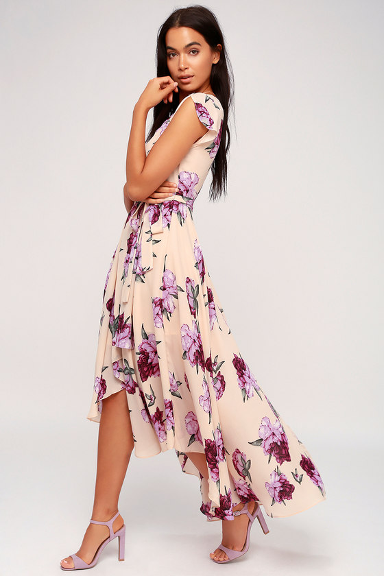 floral print high low dress