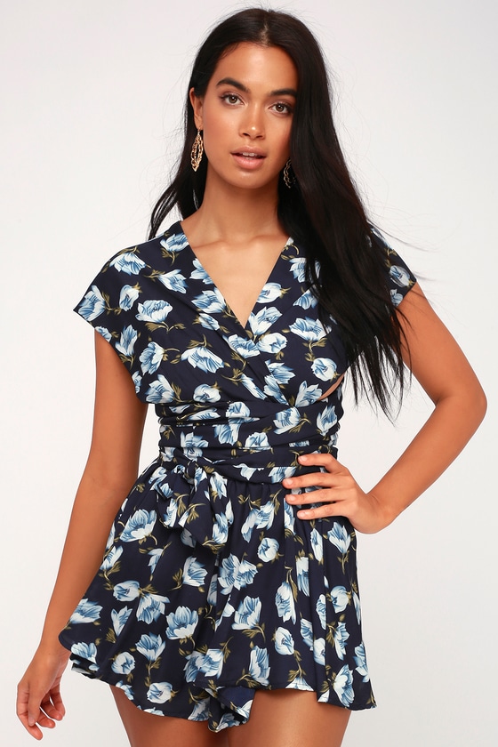 blue flower romper