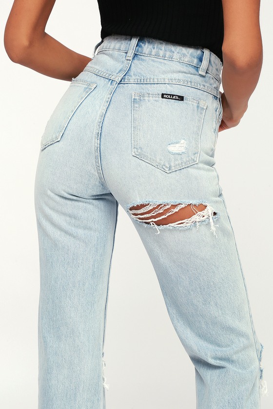 Rolla S Original Straight Blue Jeans Back Ripped Jeans Lulus