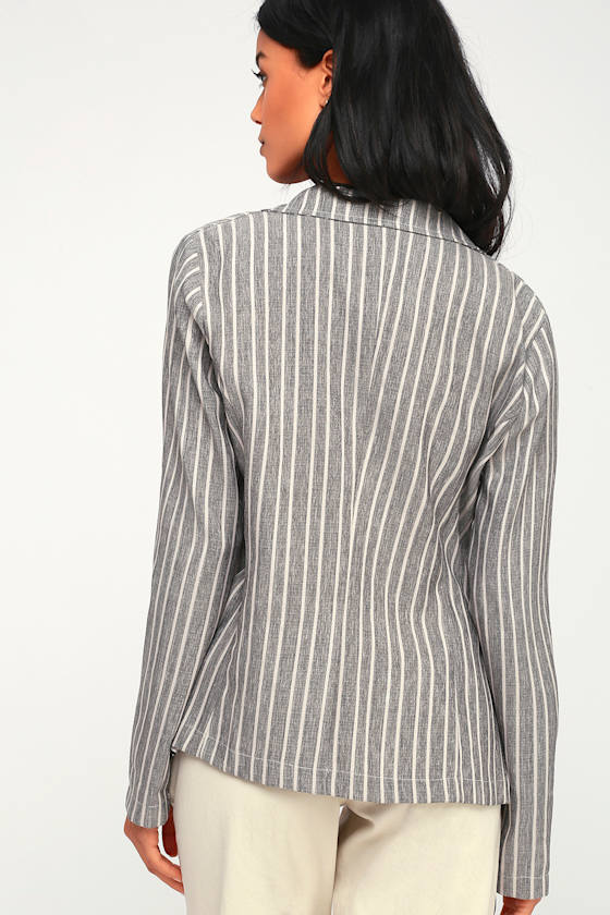 grey striped jacket