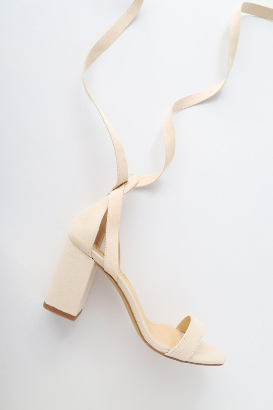 Airis Nude Suede Lace-Up Heels 1