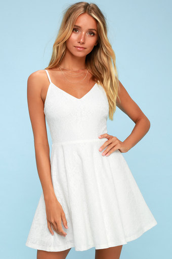 Way With Words White Lace Skater Dress