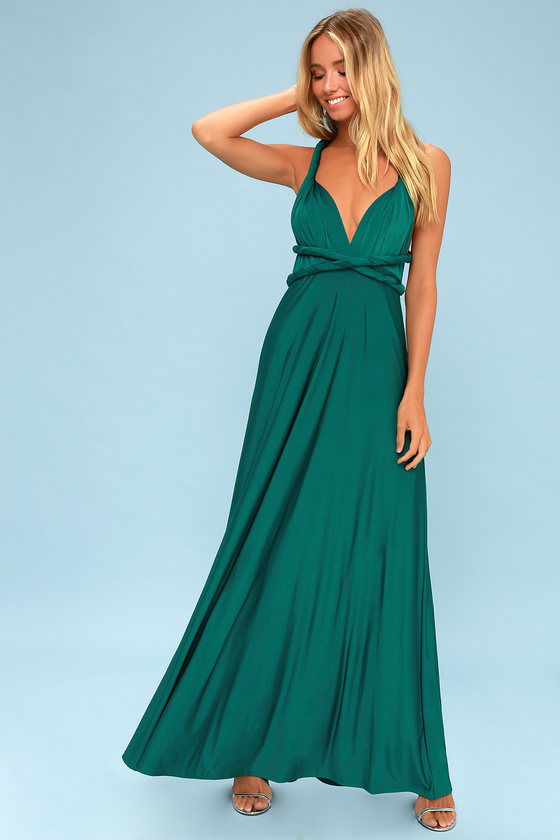 Pretty Maxi  Dress  Convertible Dress  Emerald Green  Dress 