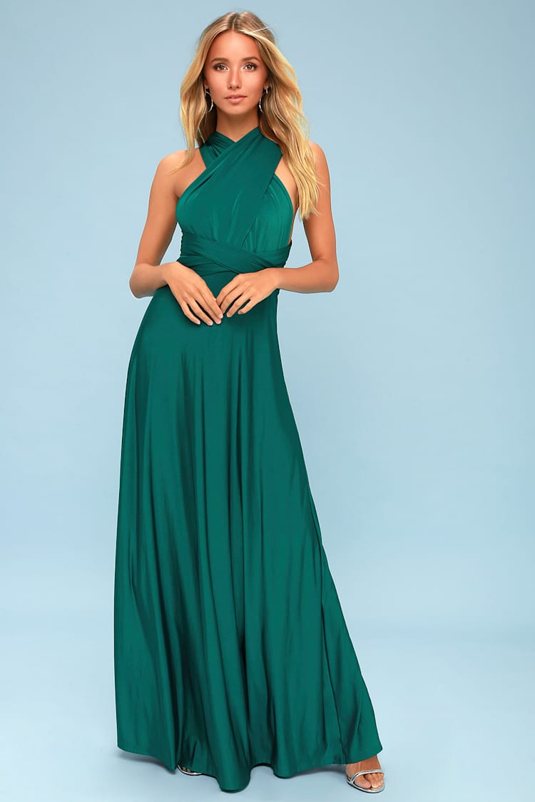 jisoo green dress Charming Dark Green Bridesmaid Dresses,Convertible Dresses, Multiway W –  Cutedressy