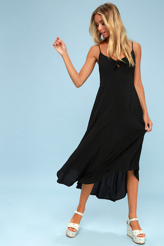 black tie front midi dress