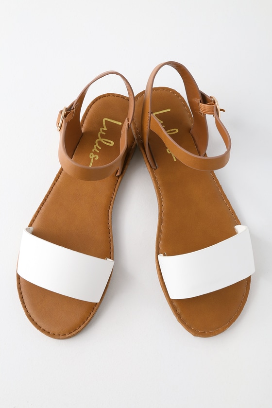 white ankle strap sandals flat