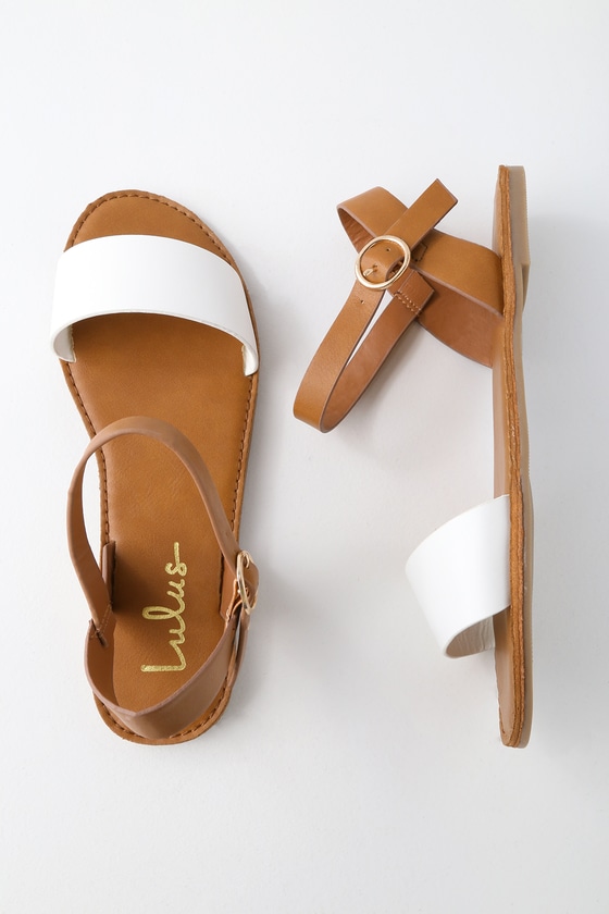 flat white sandals with ankle strap