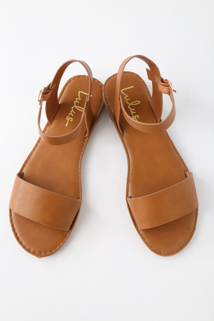 Womens Tan Flat Sandals 