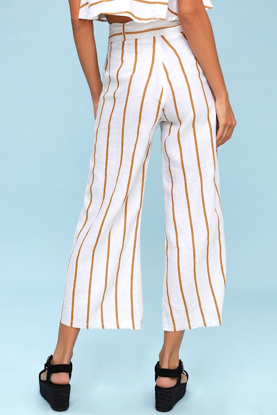 Como Mustard Yellow and White Striped Culottes 4