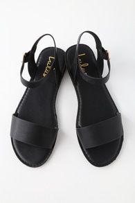 Hearts and Hashtags Black Flat Sandals